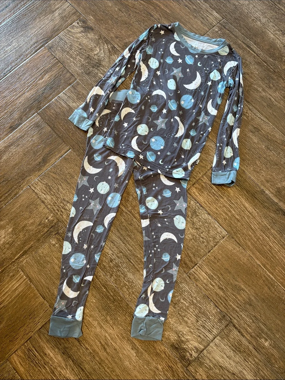 Little Sleepies Blue to the Moon and Back Kids Pajama Set Print